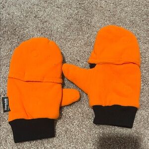 Bright Orange and Black convertible Gloves/Mittens.